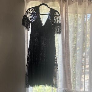 Needle & Thread Black Lace Dress